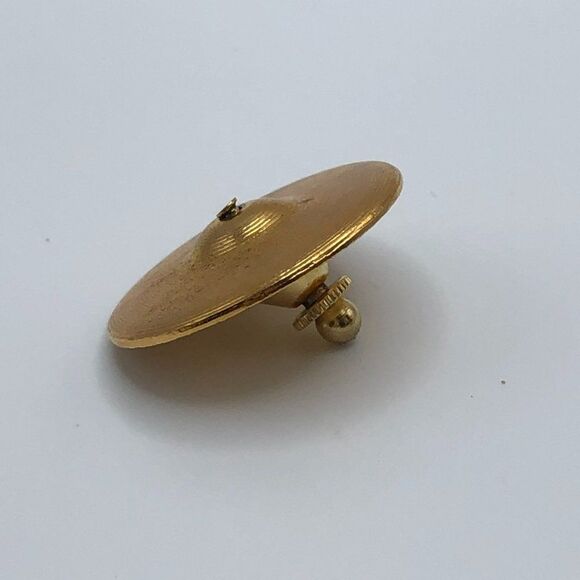 Vintage Cymbal Percussion Tie Tack Pin Future Primitive Gold - Picture 2 of 4